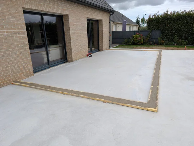 vue de la ceinture de réception, chantier véranda à Masnières