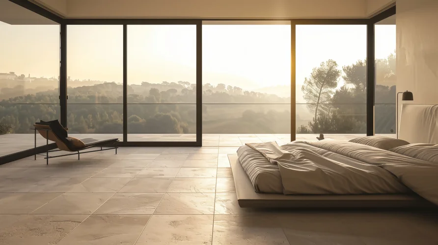 vue d'une grande baie vitrée (XXL) en aluminium