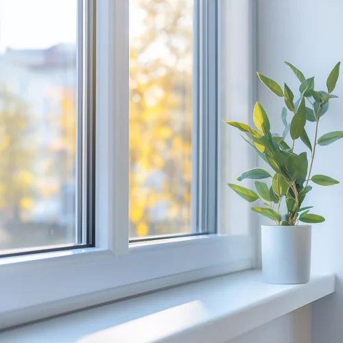 vue d'une fenêtre PVC 2 vantaux